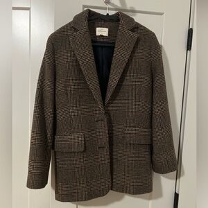Sezane wool blend Brown Checkered Women's Blazer
